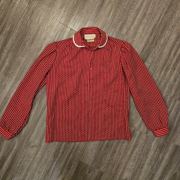 Vintage Red Patterned Blouse - Picture 1 of 2